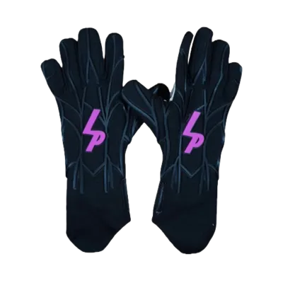 Guantes La Parada negros con logo rosa